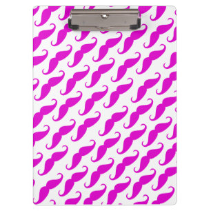 Funny trendy pink neon mustache pattern clipboard