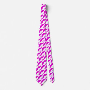 Funny trendy pink neon mustache pattern tie
