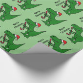 Funny Trex Dinosaur Christmas Gift Wrap (Corner)