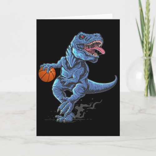 Funny Trex Dinosaur Playing Sketll Player Lover  Card