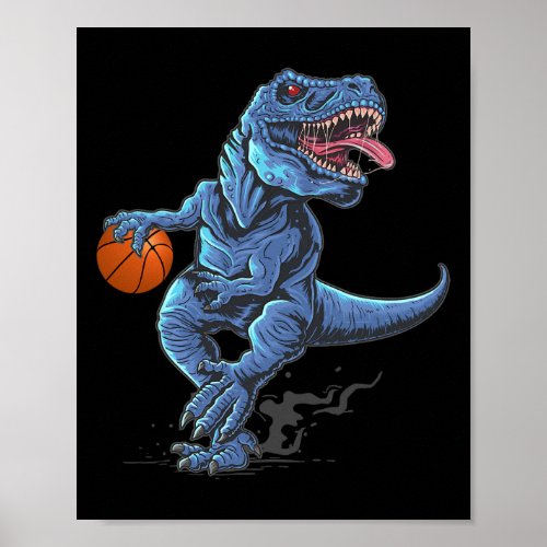 Funny Trex Dinosaur Playing Sketll Player Lover  Poster