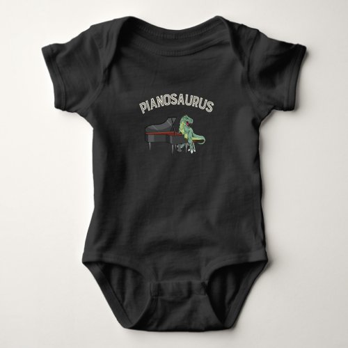 Funny Trex Piano Player Dinosaurs Musician Baby Bodysuit