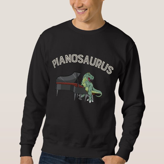 Funny Trex Piano Player Dinosaurs Musician Sweatshirt (Front)