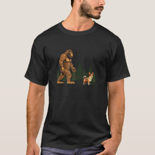 Funny Tri Color Corgi Bigfoot Dog Walking Dog Mom T-Shirt
