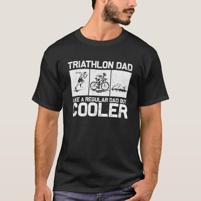 Funny Triathlon Design For Men Dad Swim Bike Run T T-Shirt (Front)