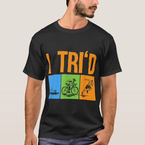 Funny Triathlon Design Triathletes Men Women Swim  T_Shirt