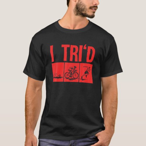 Funny Triathlon Design Triathletes Men Women Swim T_Shirt