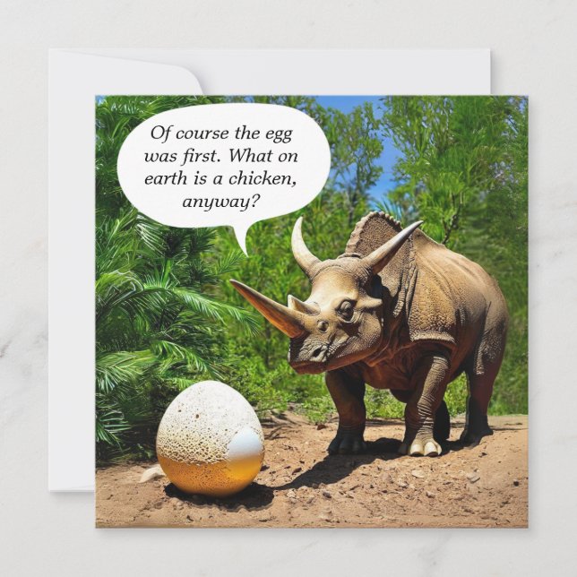 Funny Triceratops Egg Chicken Joke Humor Dinosaur Note Card (Front)