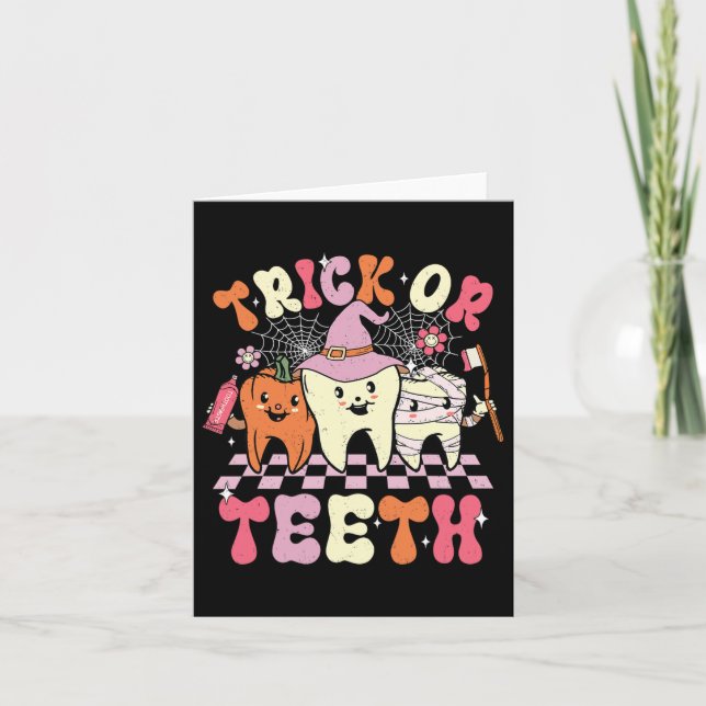 Funny Trick Or Teeth Halloween Dental Hygienist Or Card (Front)