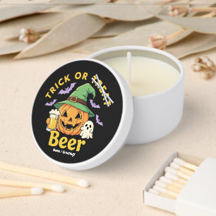 Funny Trick Or Treat Halloween Beer Party Design Mini Candle Favors
