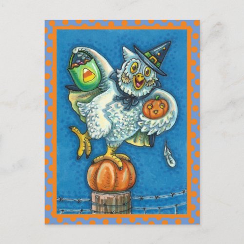 FUNNY TRICK OR TREAT SMELL MY FEET HALLOWEEN OWL POSTCARD