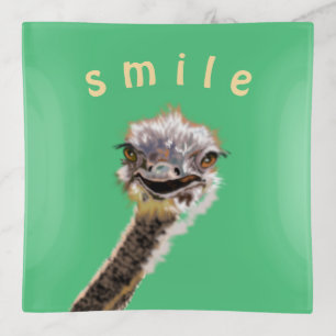 Funny Trinket Tray Happy Ostrich Smile Your Colors