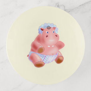 Funny Trinket Tray with Happy Baby Hippo