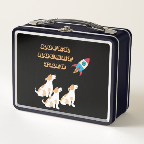 Funny Trio Doggy Rocket Space Mission  Metal Lunch Box