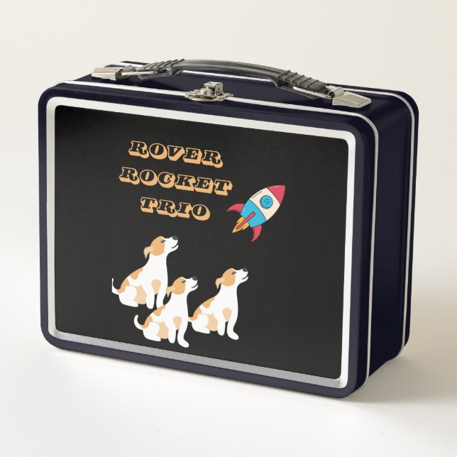 Funny Trio Doggy Rocket Space Mission  Metal Lunch Box (Front)