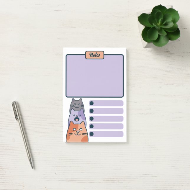 Funny Trio of Cartoon Cats Post-it Notes (Office)