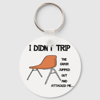 Funny Tripping Chair Keychain by slackerteesdotnet at Zazzle