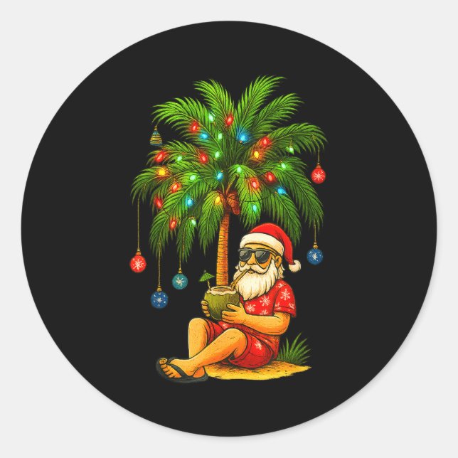 Funny Trocal Santa Christmas Tree For Men Women Ki Classic Round Sticker (Front)