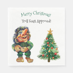 Funny Troll Christmas Party Scandinavian Style Napkins