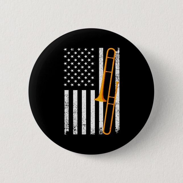 Funny Trombone Art For Men Women Jazz Music Trombo Button (Front)