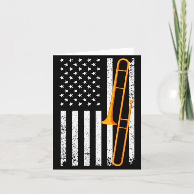 Funny Trombone Art For Men Women Jazz Music Trombo Card (Front)