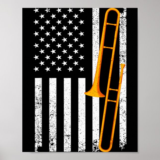 Funny Trombone Art For Men Women Jazz Music Trombo Poster (Front)