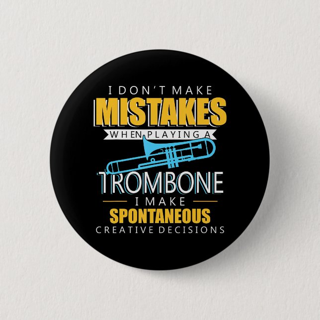 Funny Trombone Music Instrument Player Button (Front)