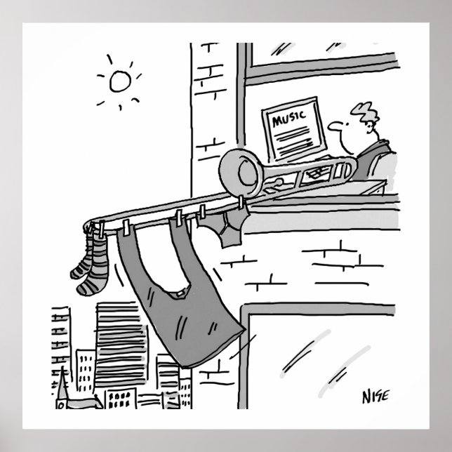 Funny Trombone Player Musician Poster (Front)