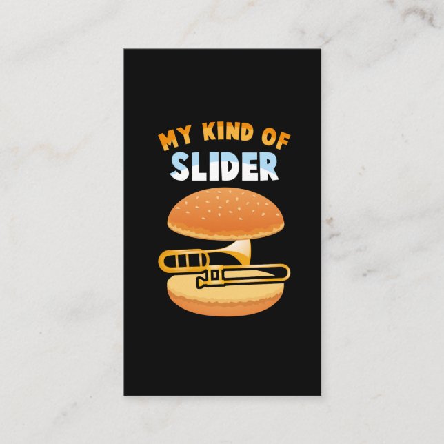Funny Trombone Player Slider Musician Trombonist Business Card (Front)