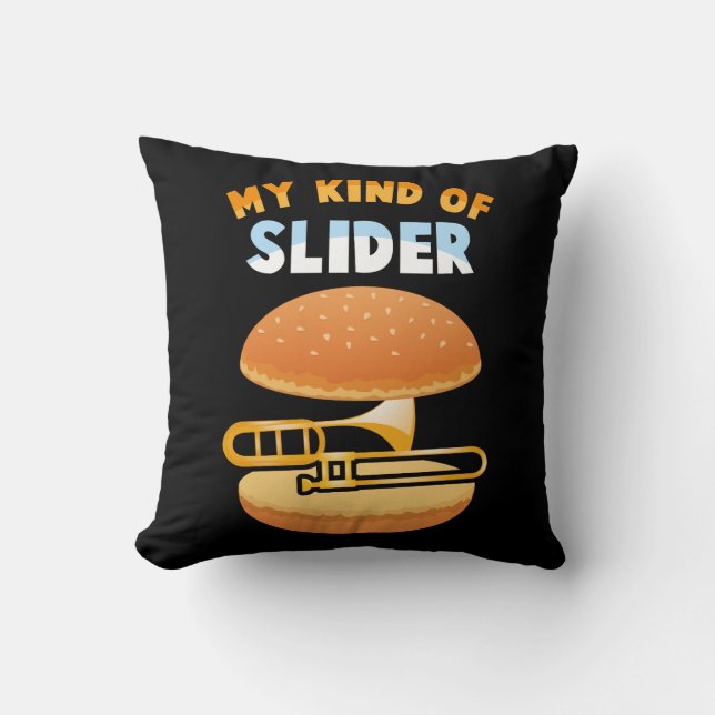 Funny Trombone Player Slider Musician Trombonist Throw Pillow (Front)