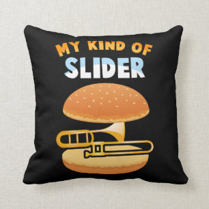Funny Trombone Player Slider Musician Trombonist Throw Pillow