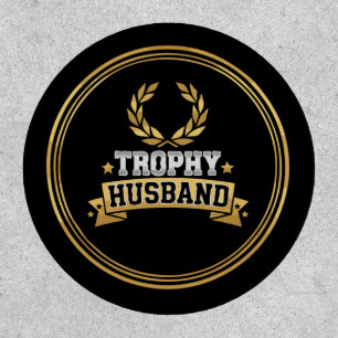 Funny Trophy Husband Award   Humorous Gold Seal   Patch