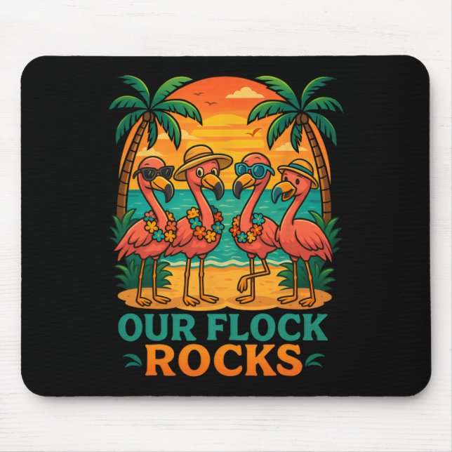 Funny Tropical Beach Vacation Pink Flamingo  Mouse Pad (Front)