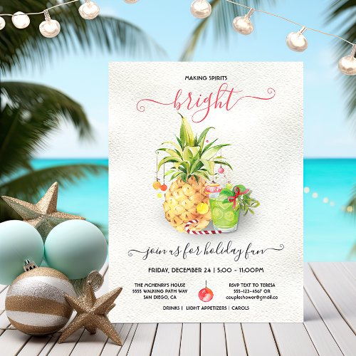 Funny Tropical Christmas Cocktail Party Invitation