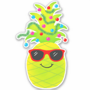 Funny Tropical Christmas Pineapple Sticker