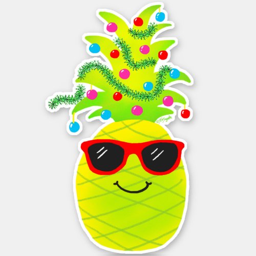 Funny Tropical Christmas Pineapple Sticker