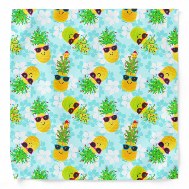 Funny Tropical Christmas Pineapples Bandana (Front)