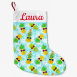 Funny Tropical Christmas Pineapples Small Christmas Stocking