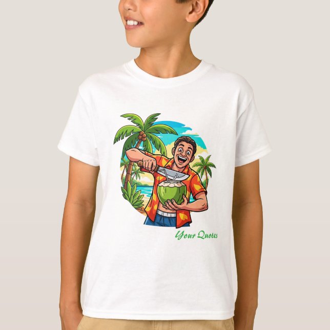 Funny Tropical Coconut Beach T-Shirt (Front)