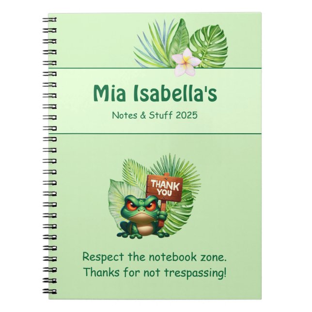 Funny Tropical Frog Notebook - Customizable  (Front)