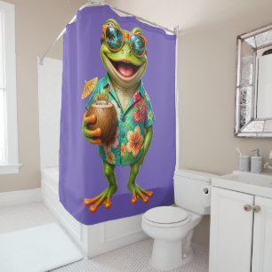 Funny Tropical Frog Shower Curtain Colorful Hawa