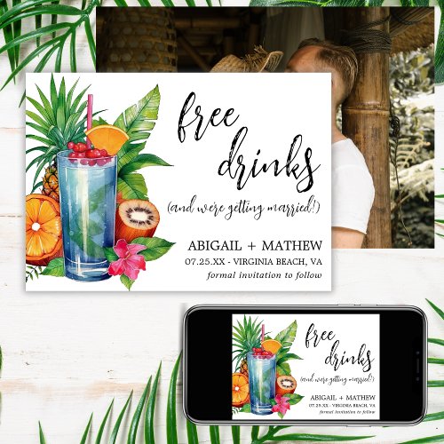 Funny Tropical Fruit Cocktail Trendy Photo Wedding Save The Date