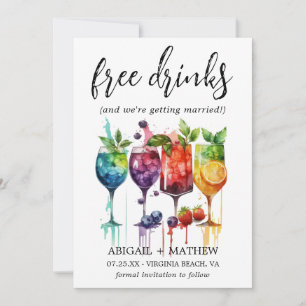 Funny Tropical Fruit Cocktails Drink Photo Wedding Save The Date