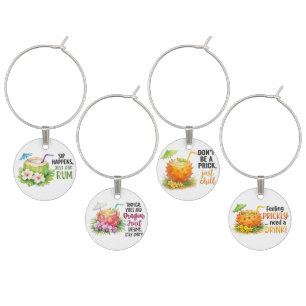 FUNNY TROPICAL FRUIT DRINKS AND SAYINGS WINE CHARM