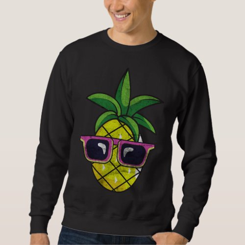 Funny Tropical Fruit Pun Pineapple Shades Distress Sweatshirt