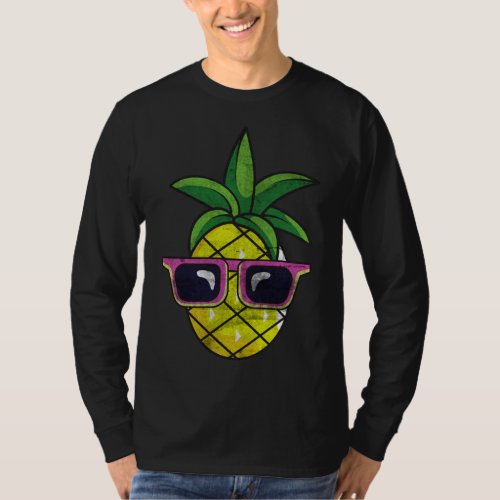 Funny Tropical Fruit Pun Pineapple Shades Distress T_Shirt