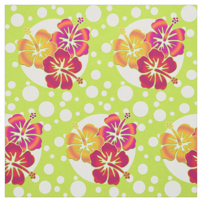 Funny Tropical Hibiscus blooms + your backgr Fabric (Swatch)