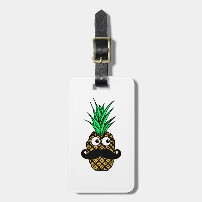Funny Tropical Pineapple with Googly Eyes Mustache Luggage Tag Zazzle