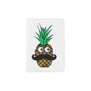 Funny Tropical Pineapple with Googly Eyes Mustache Passport Holder