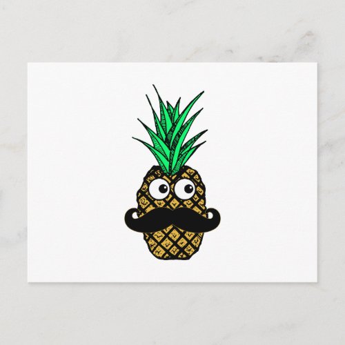 Funny Tropical Pineapple with Googly Eyes Mustache Postcard